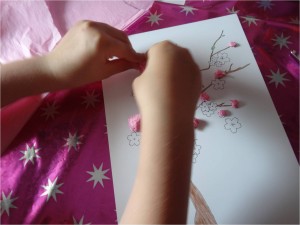 cerisier japonais en papier de soie