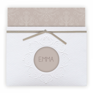 faire-part-naissance-vintage-pochette-cadre-relief-frise-baroque-taupe-n13t267g