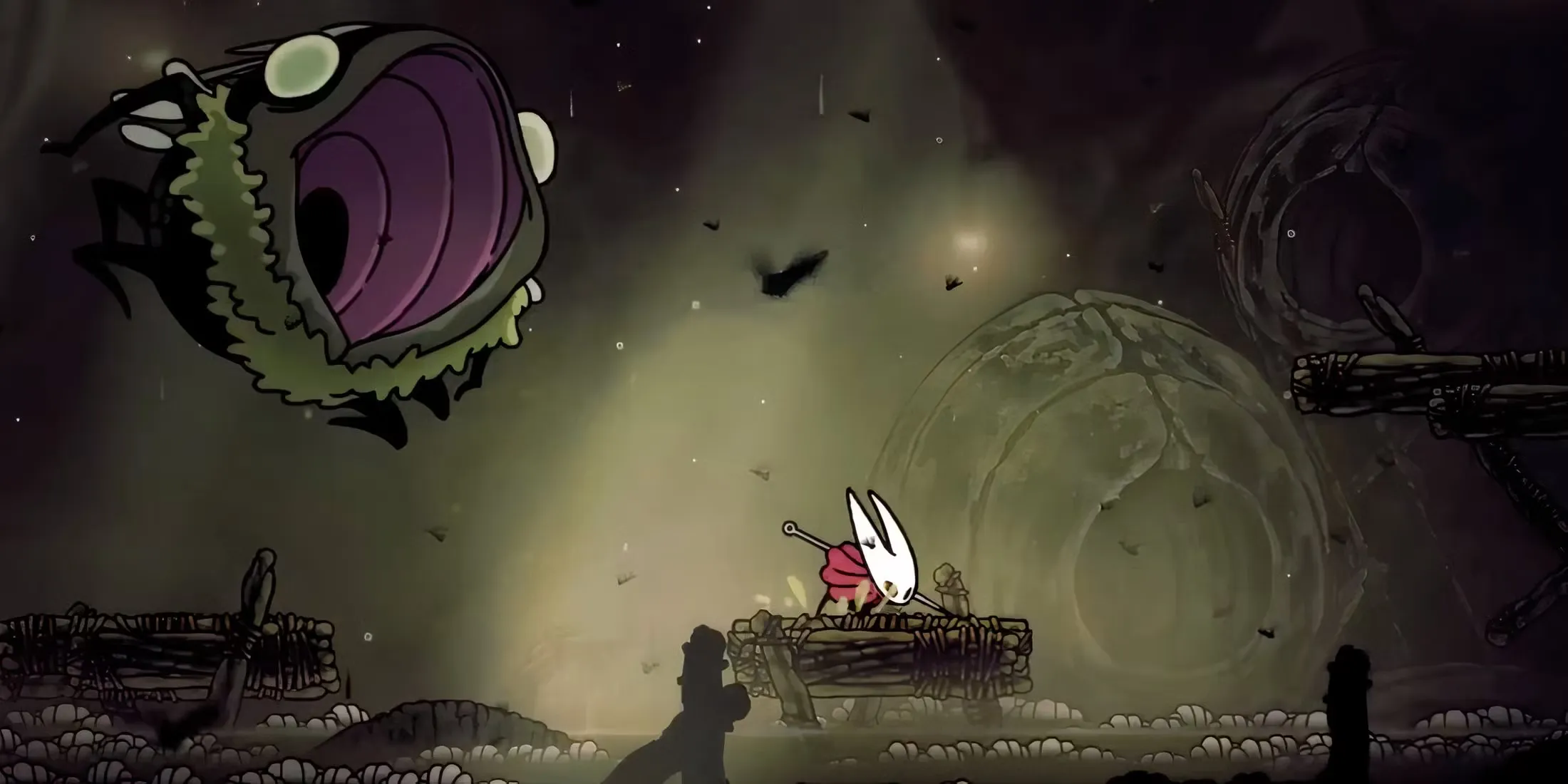 Attacking A Boss In Hollow Knight Silksong