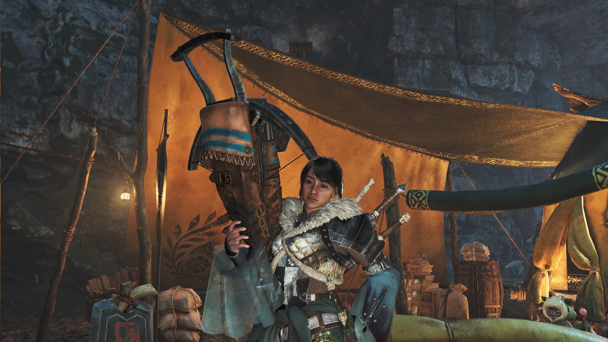 Monster Hunter Wilds Posing With Light Bowgun