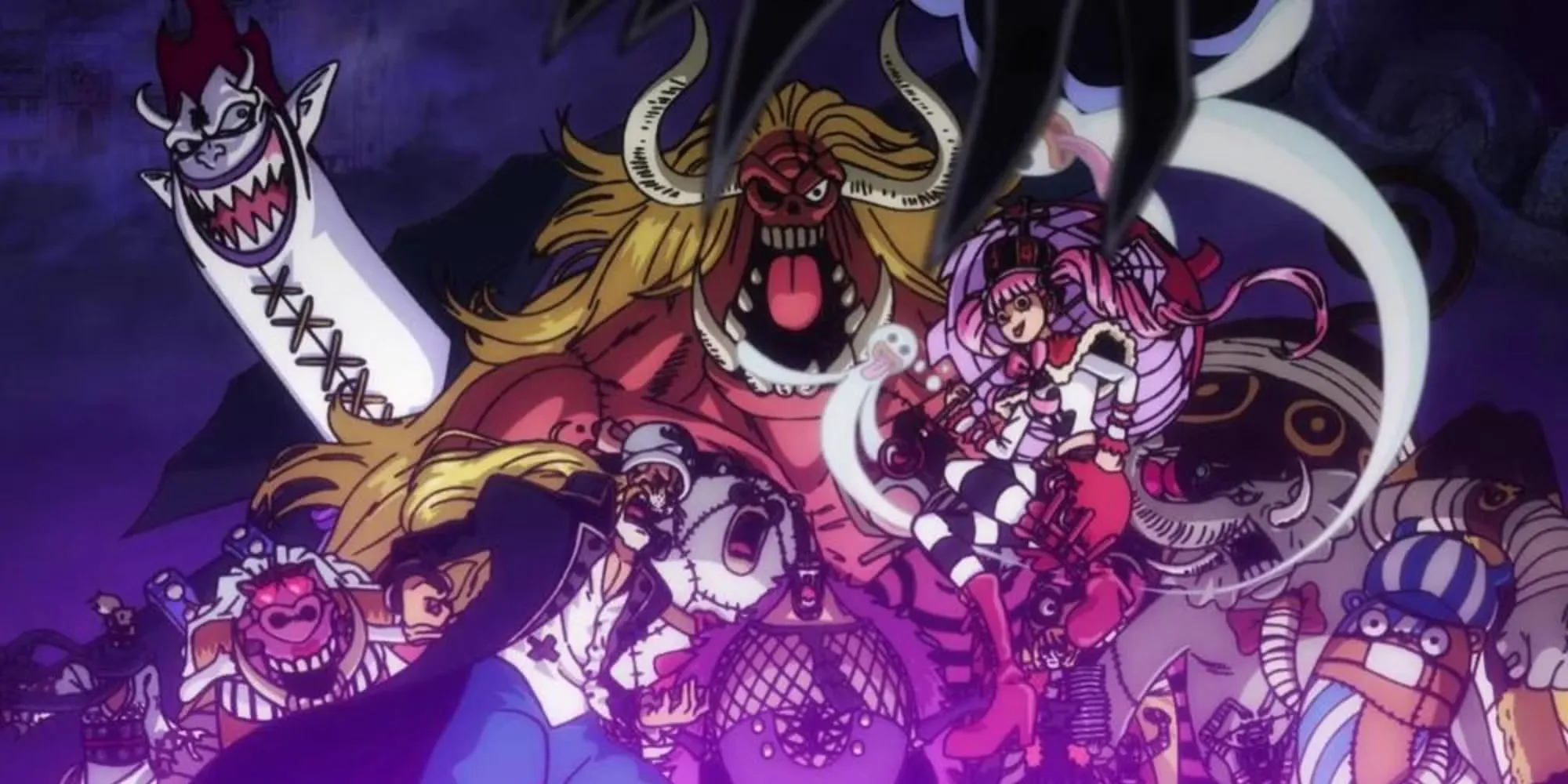Screenshot Of The Thriller Bark Pirates In The Anime Alongside Their Army Of Zombies