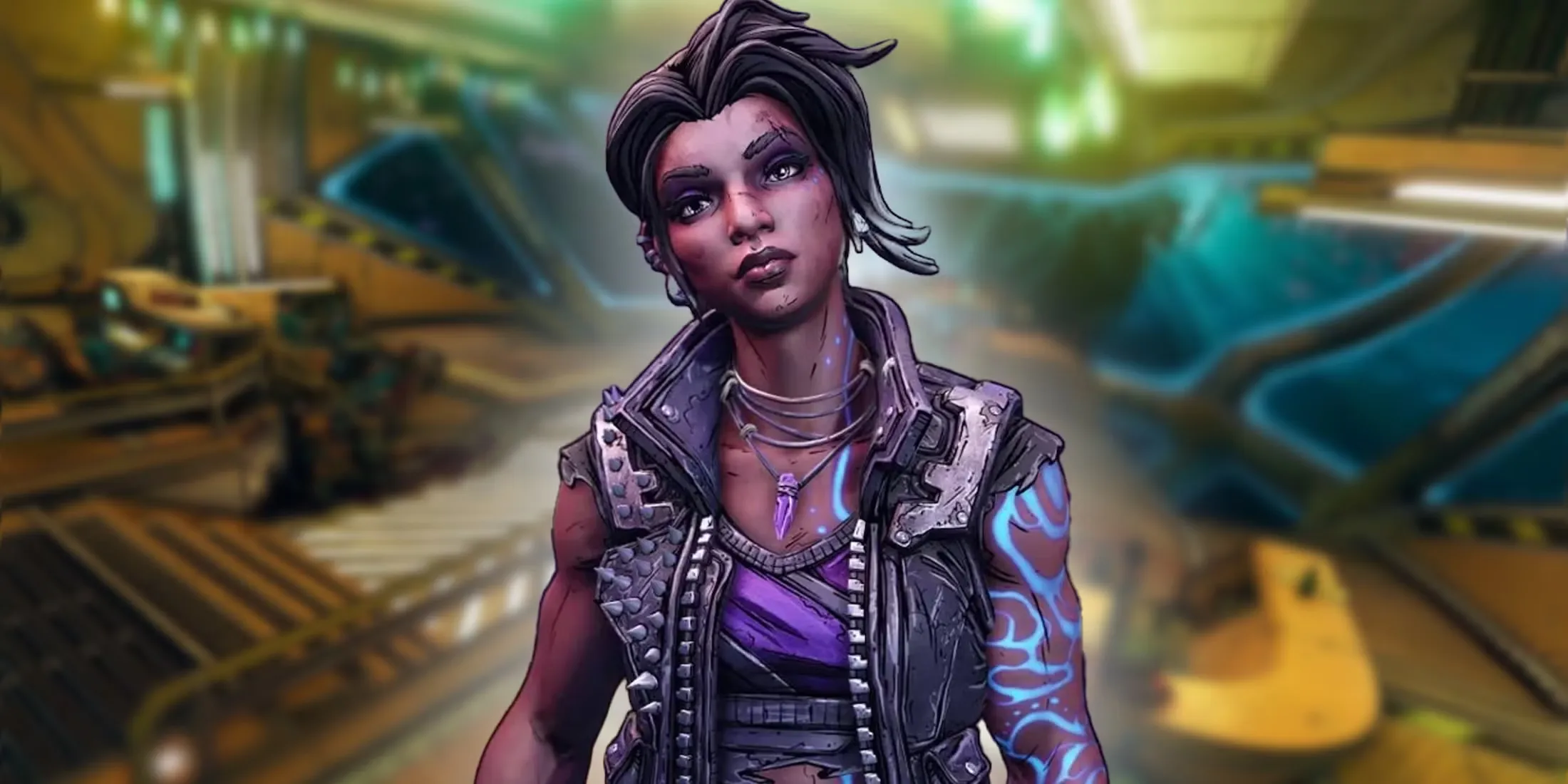 Amara from Borderlands 3 in various environments.