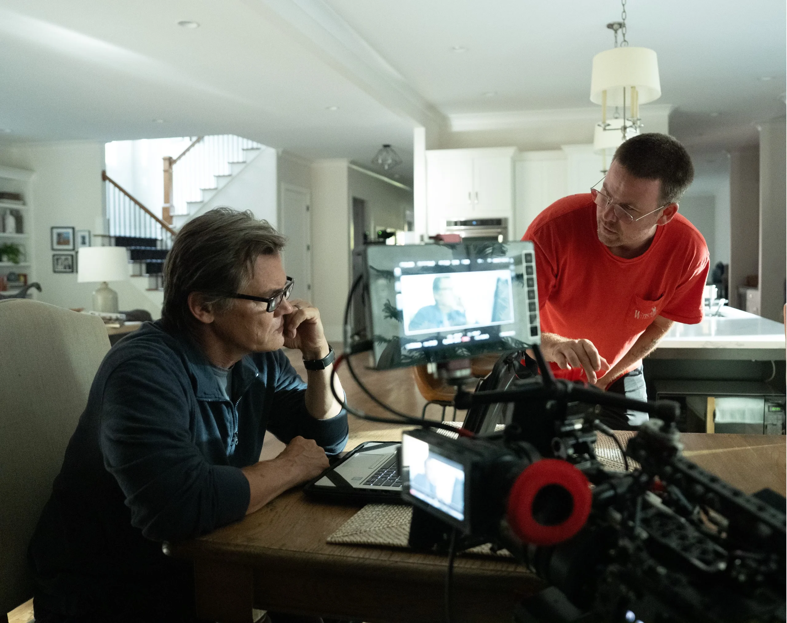 Josh Brolin and Zach Cregger on set of Weapons