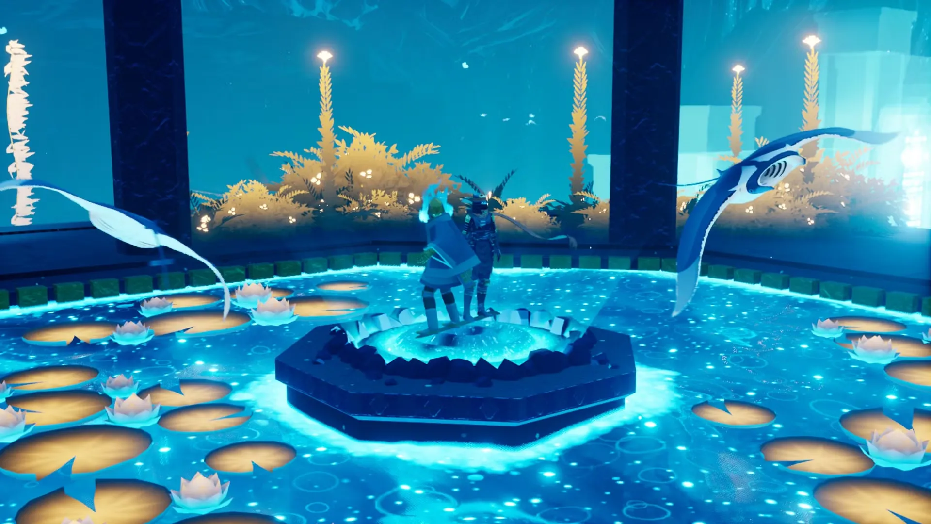 Sword of the Sea's Hoversword serves as a surfboard, skateboard, snowboard, and hoverboard.