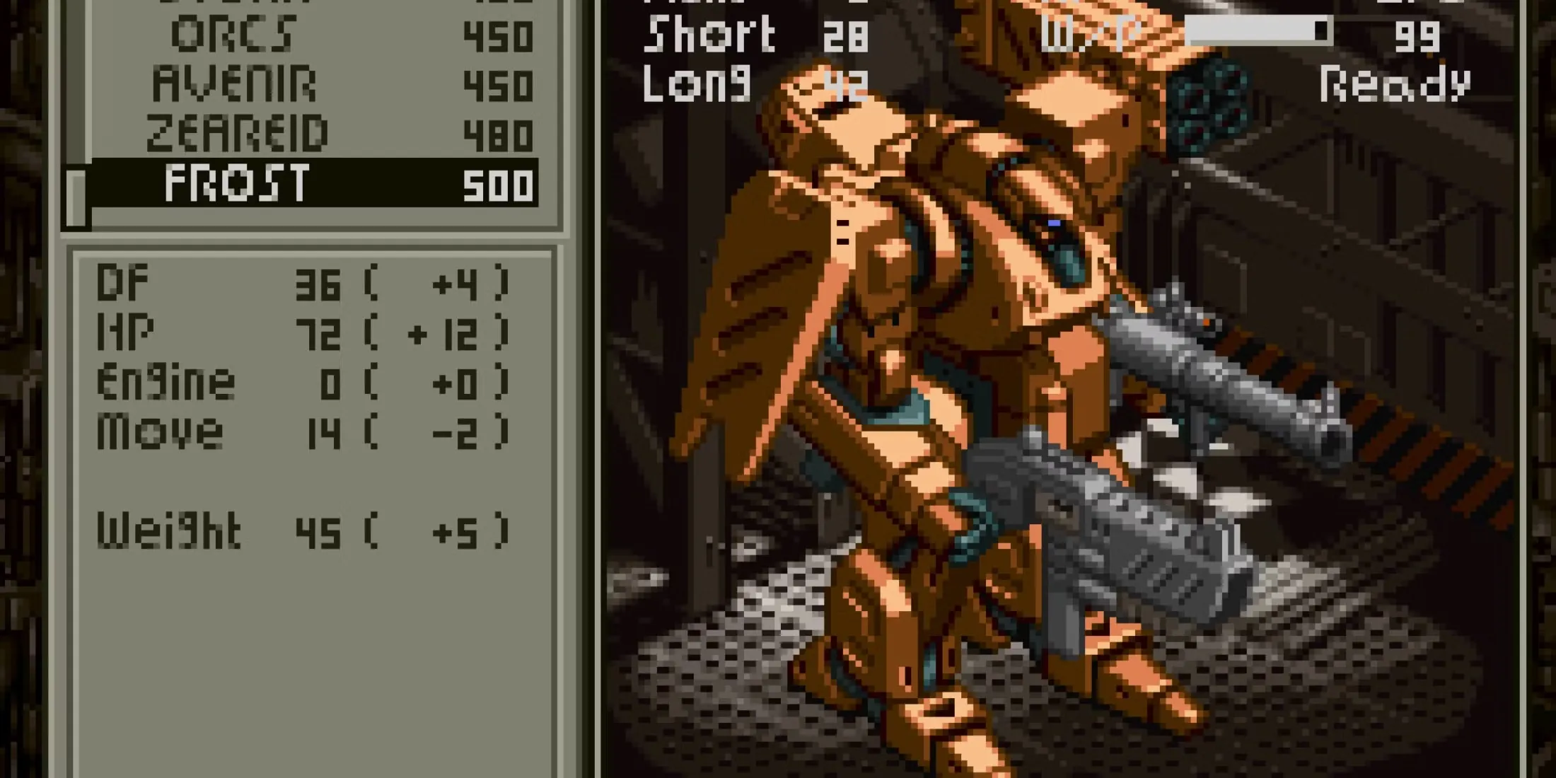 Customizing A Mech In Front Mission Snes