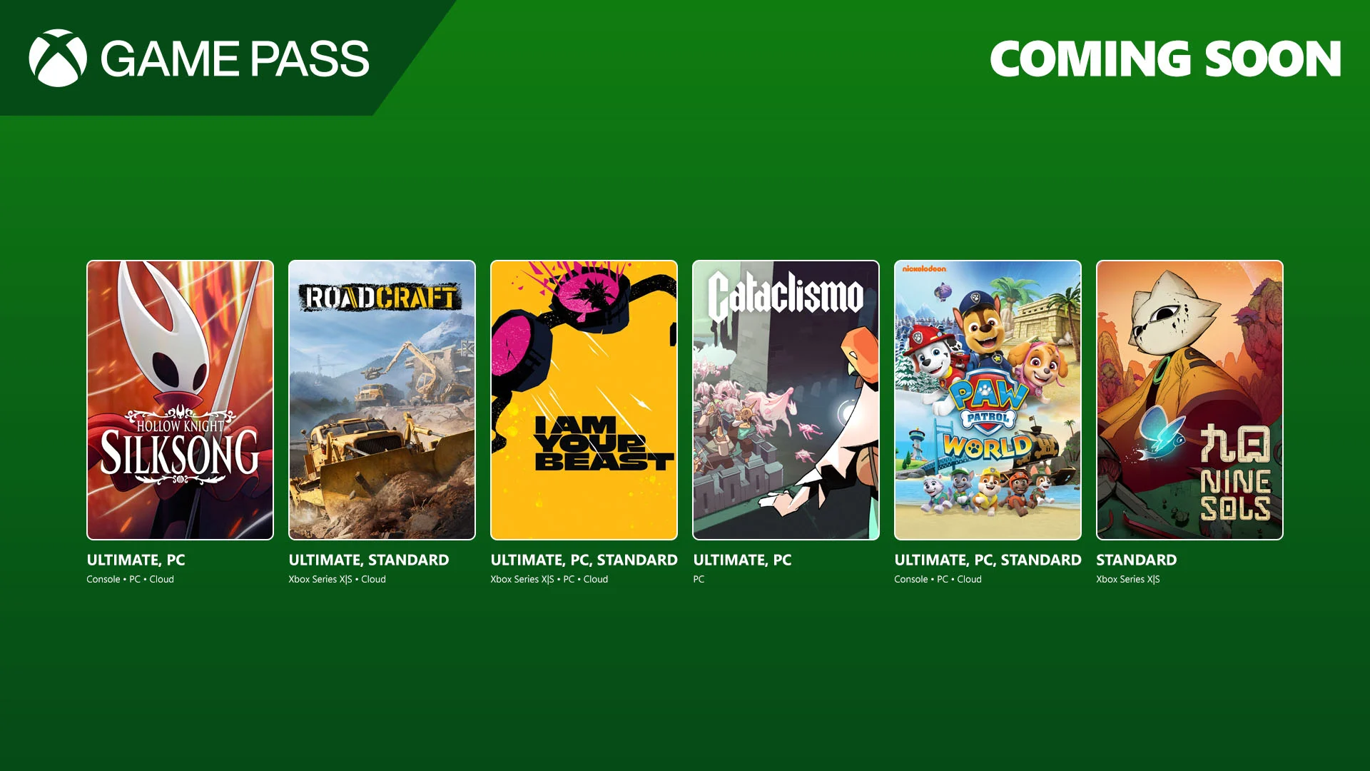 Xbox Game Pass titles for September include Hollow Knight: Silksong and RoadCraft