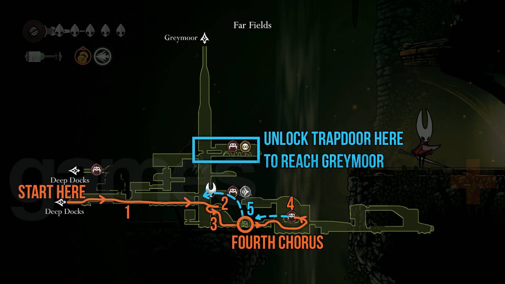 Hollow Knight Silksong Far Fields map