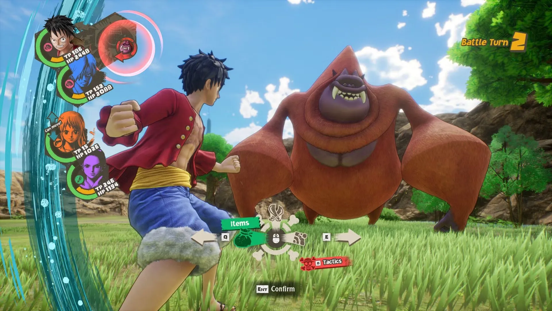 Luffy Engages In Battle Against A Gorilla Enemy One Piece Odyssey