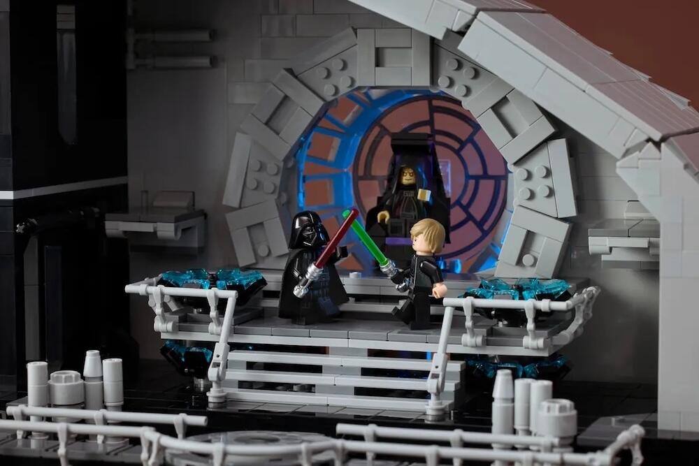 Luke Skywalker and Darth Vader's lightsaber duel in Emperor Palpatine's Throne Room