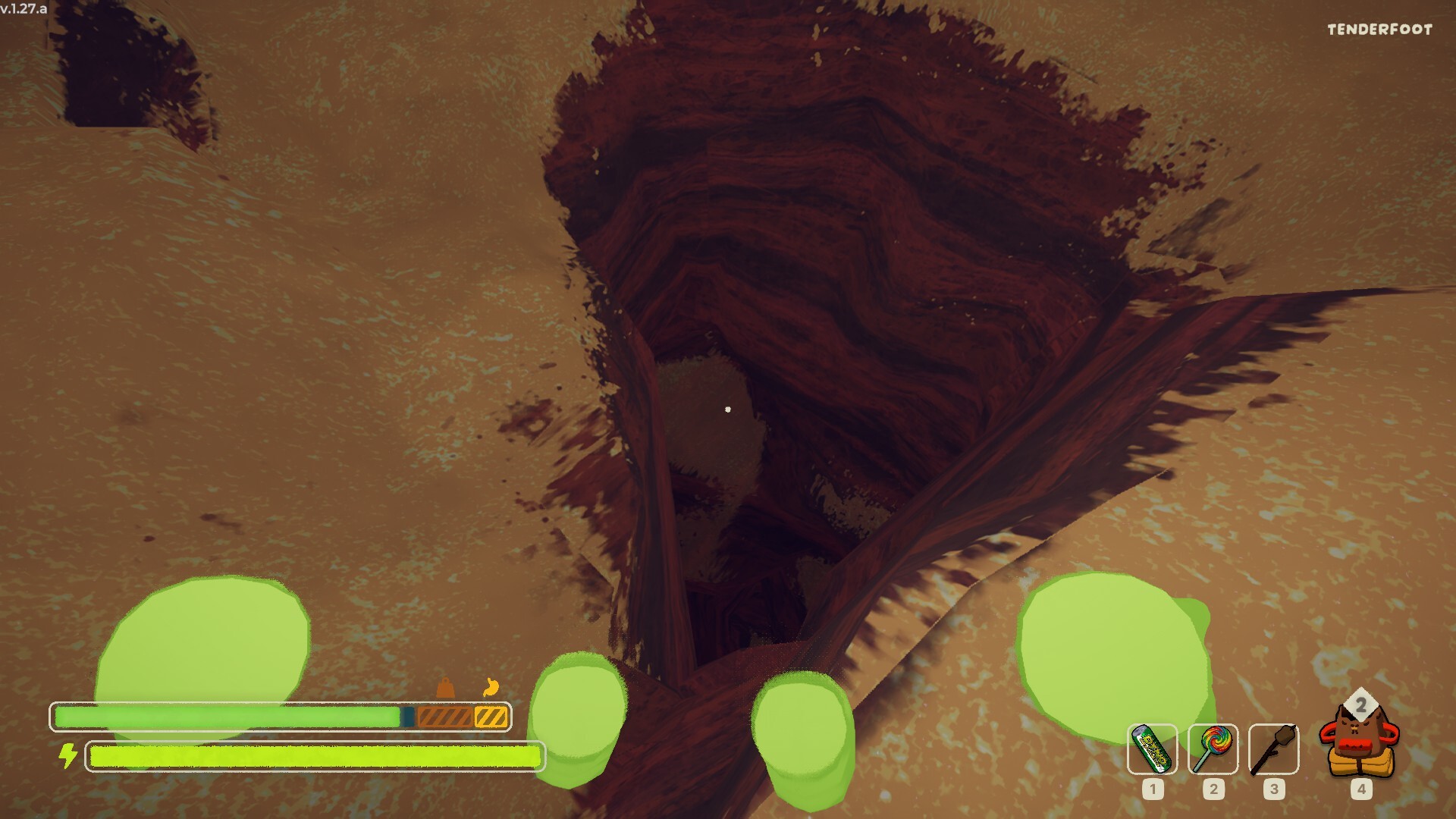 The gap is usually small and easy to miss, but you'll largely see it at ground level around Mesa's starting point.