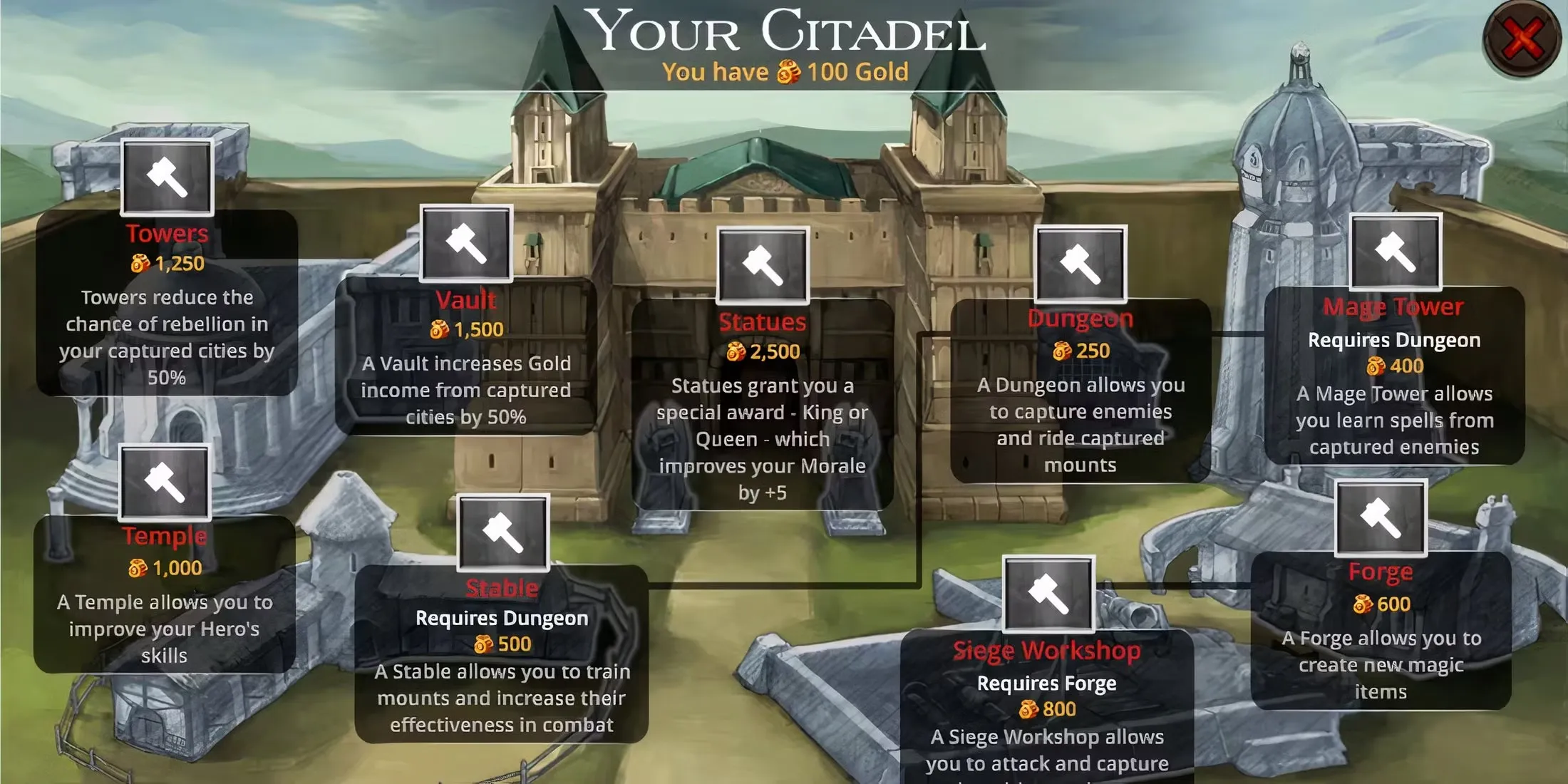 Upgrading A Citadel In Puzzle Quest The Legend Returns