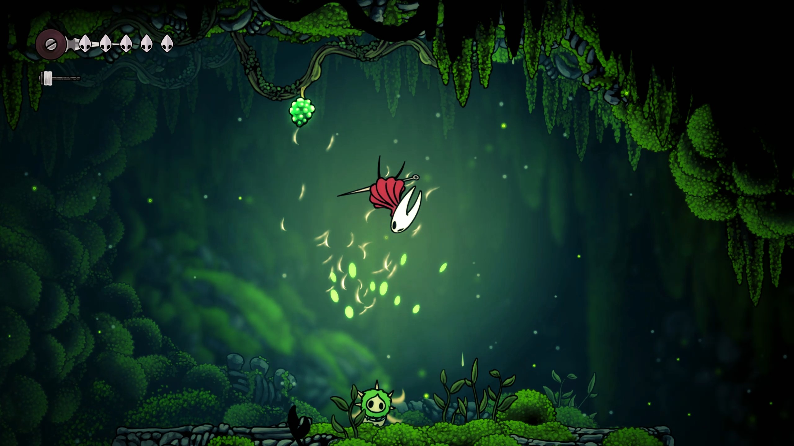 You'll have to bounce off the flying enemy when it dives to hit this one(Image credit: Team Cherry)
