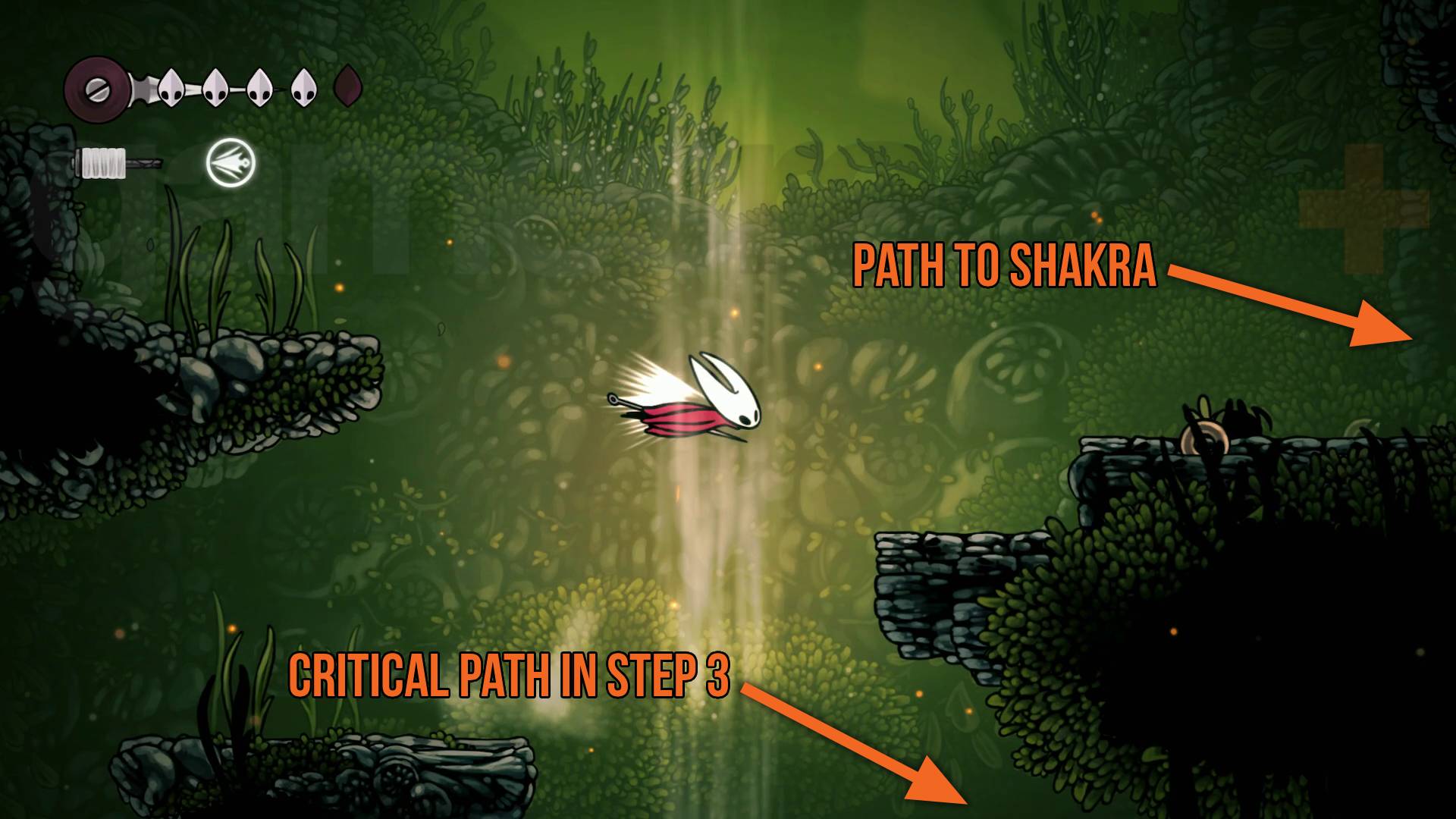 Hollow Knight Silksong walkthrough far fields paths to shakra and critical path