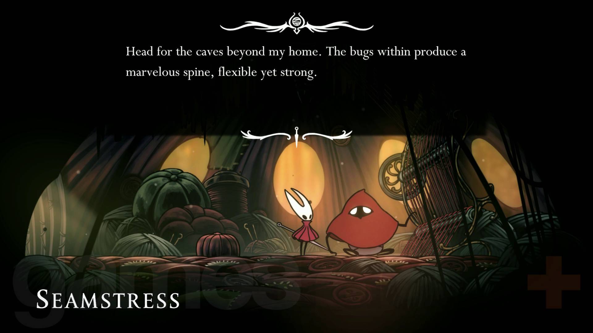 Hollow Knight Silksong seamstress asking for hoker spine cores
