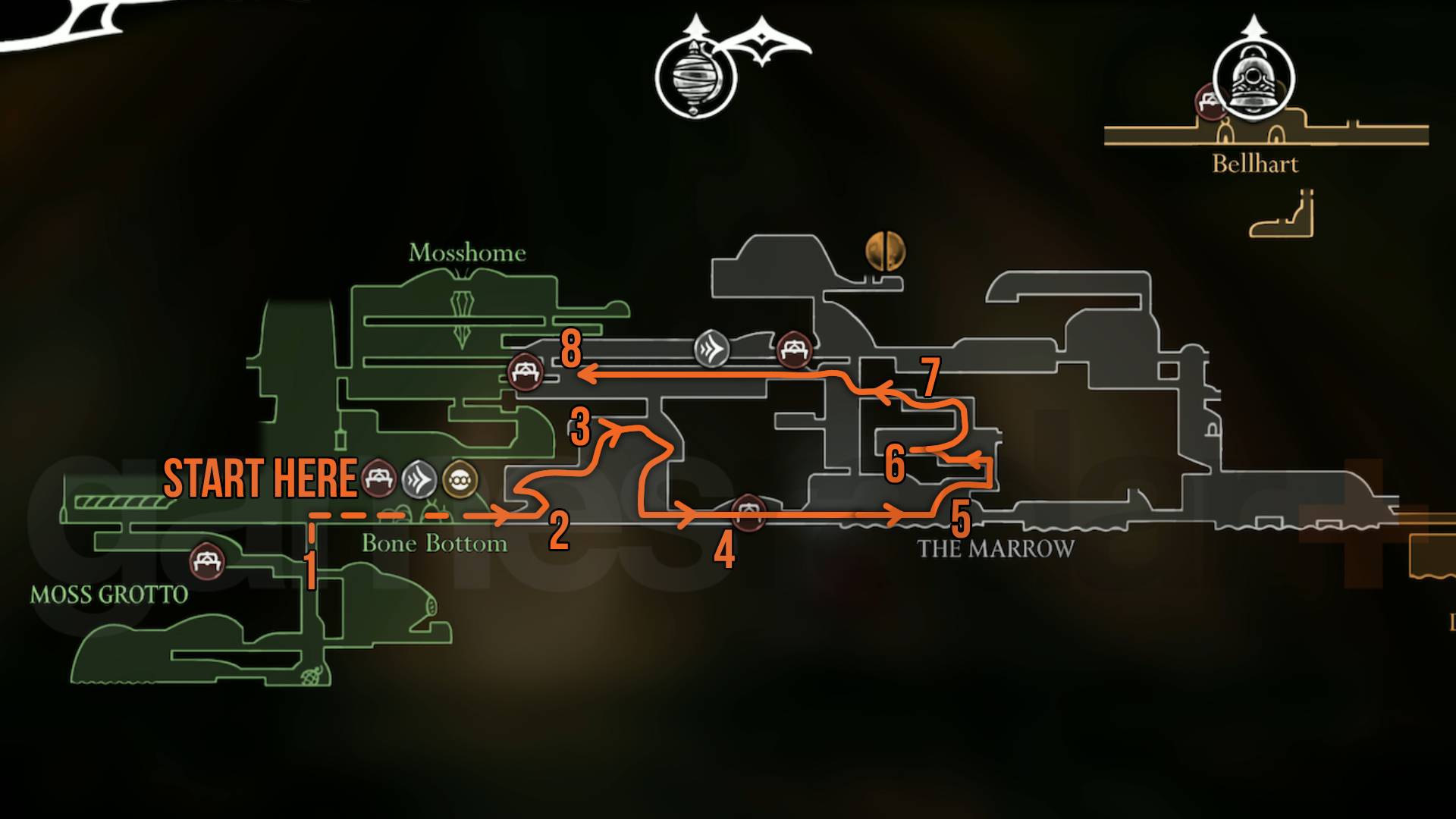 Hollow Knight Silksong The Marrow map