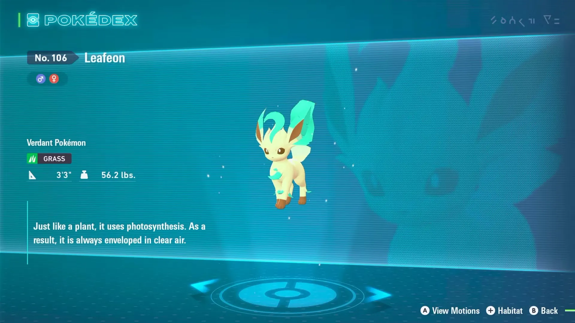 Pokemon Legends Za Pokedex Entries Leafeon