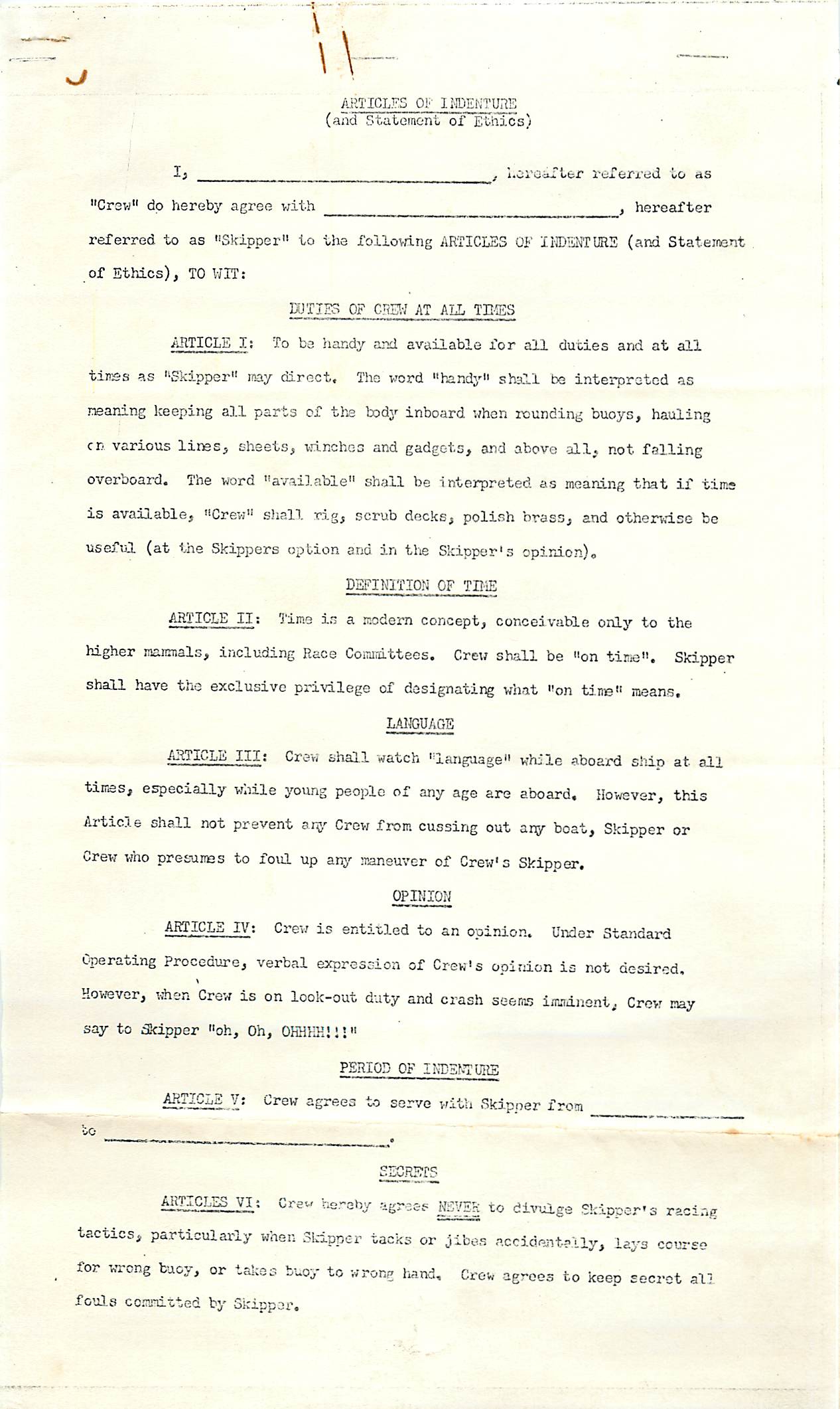 Crew’s Union Contract Image