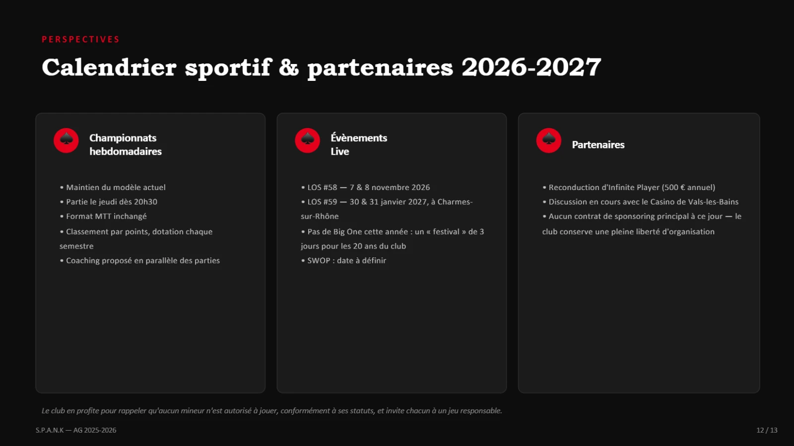Calendrier sportif et partenaires 2026-2027