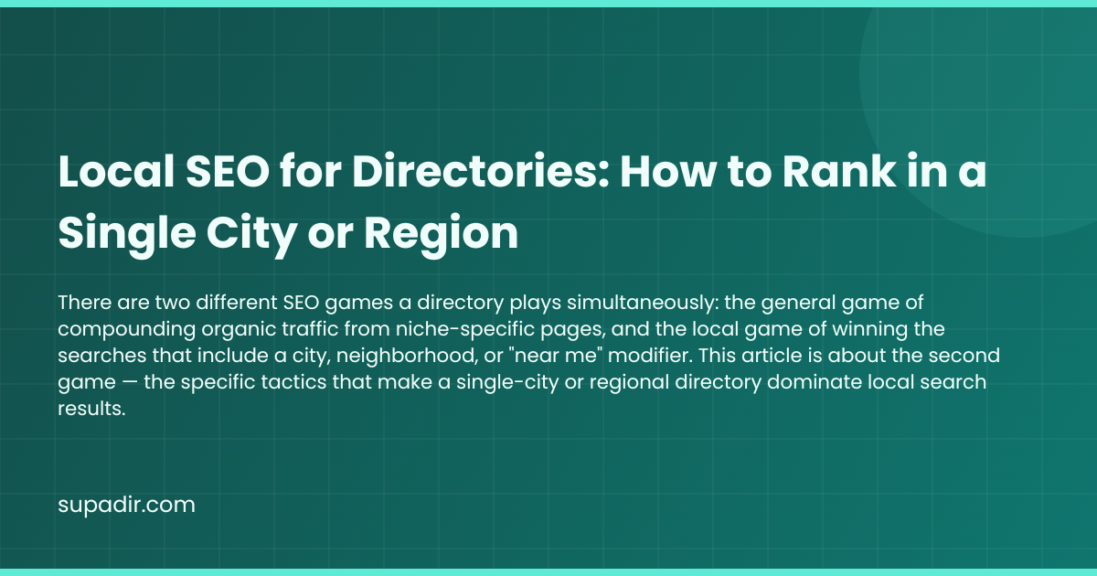 Local SEO for Directories: How to Rank in a Single City or Region