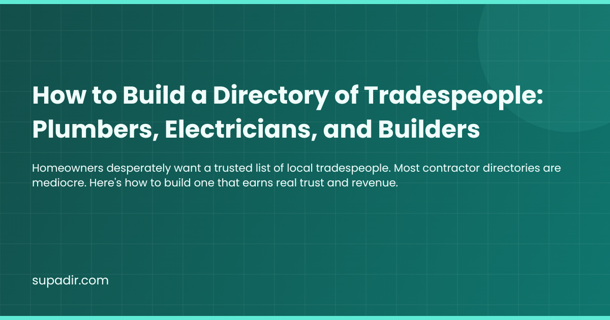 How to Build a Directory of Tradespeople: Plumbers, Electricians, and Builders