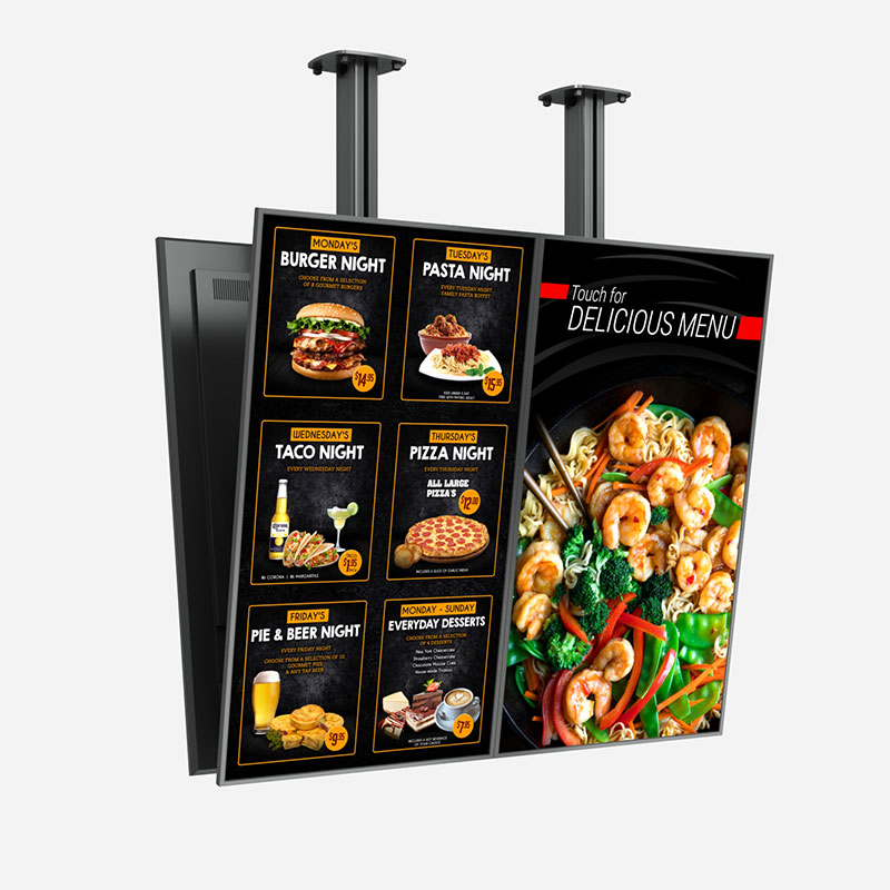 2x1 Ceiling Mount Menuboard with Tilt Arm