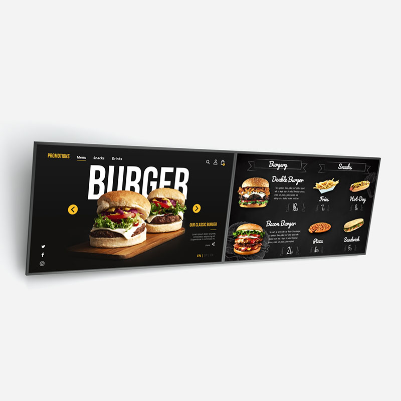 2x1 Wall Mount Menuboard with Tilt Arm