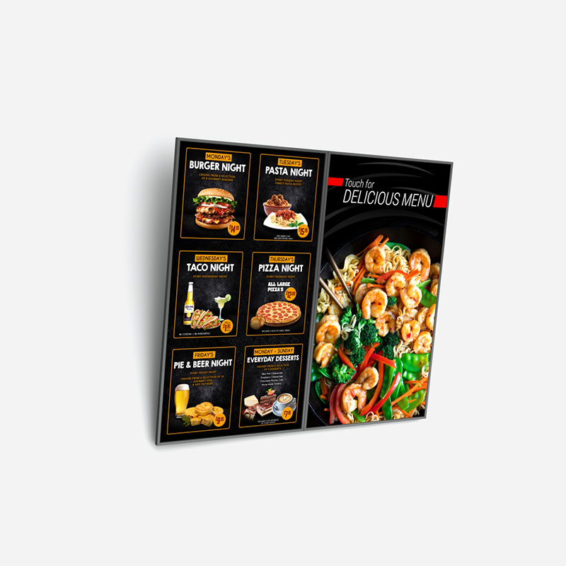 2x1 Wall Mount Menuboard with Tilt Arm