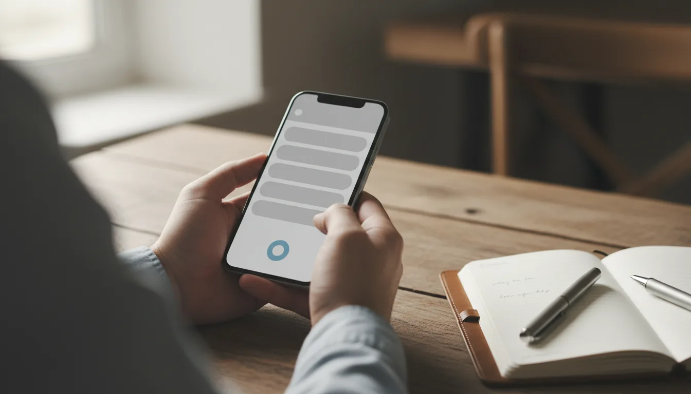 Telefonundan aylık check-in formunu dolduran öğrenci