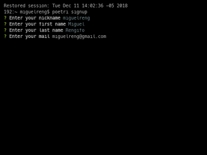 SignUp Poetri CLI