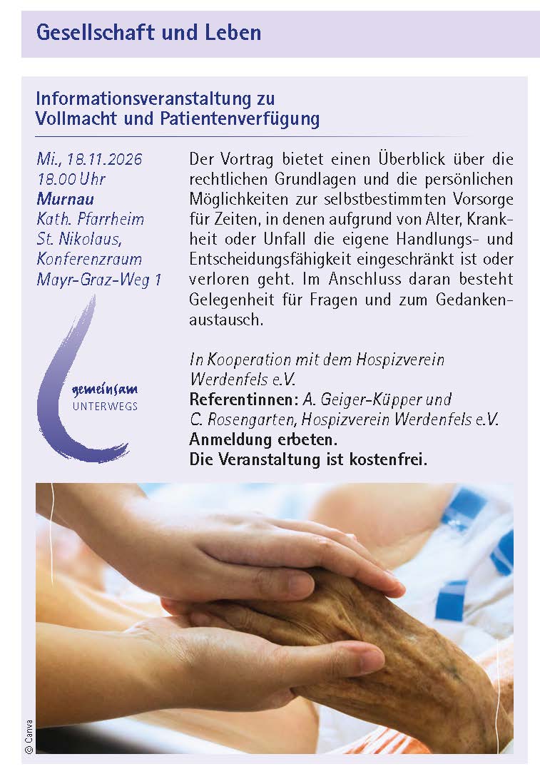 Informationsveranstaltung zu Vollmacht und Patientenverfügung