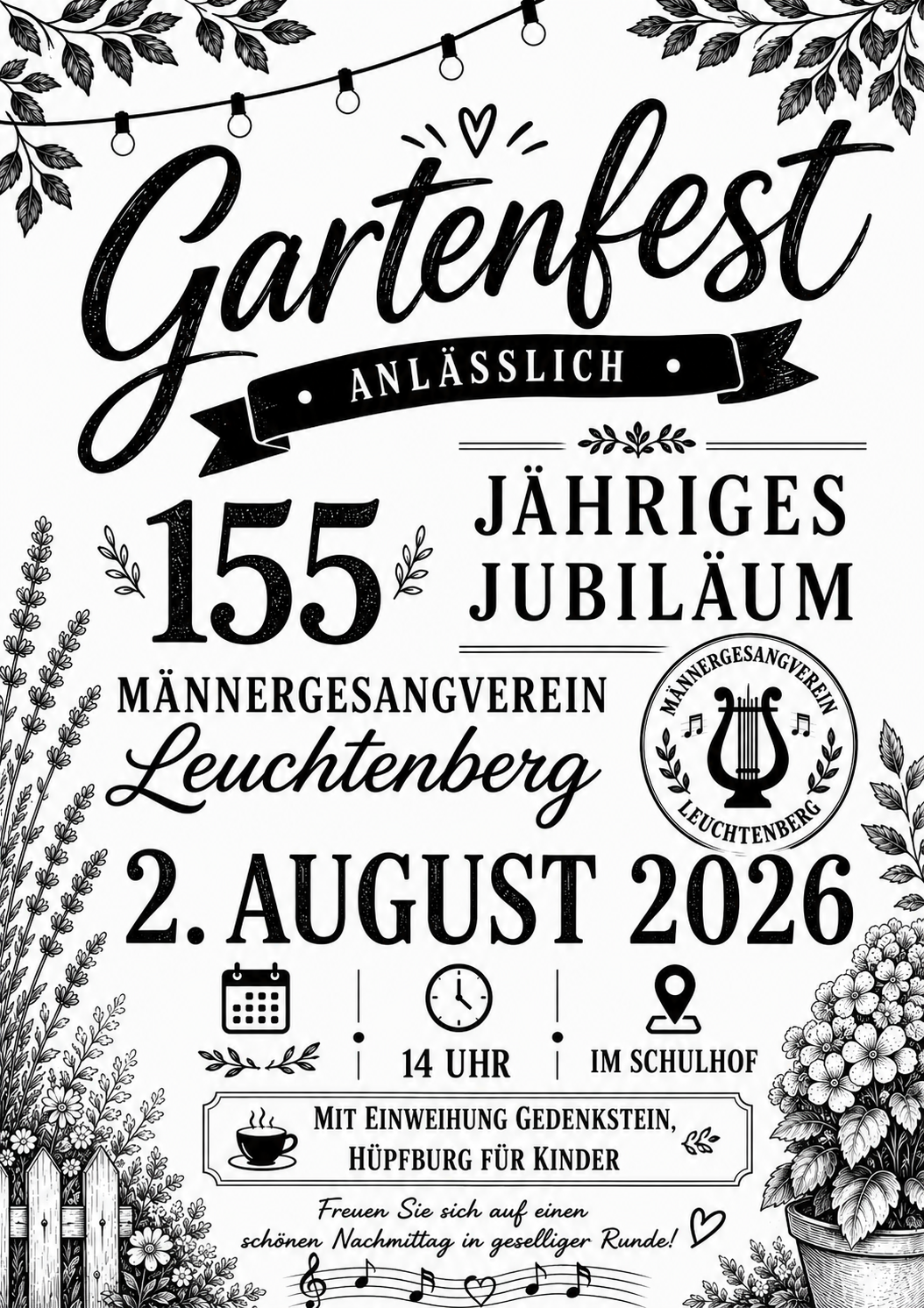 Einladung zum Gartenfest und Gedenksteineinweihung