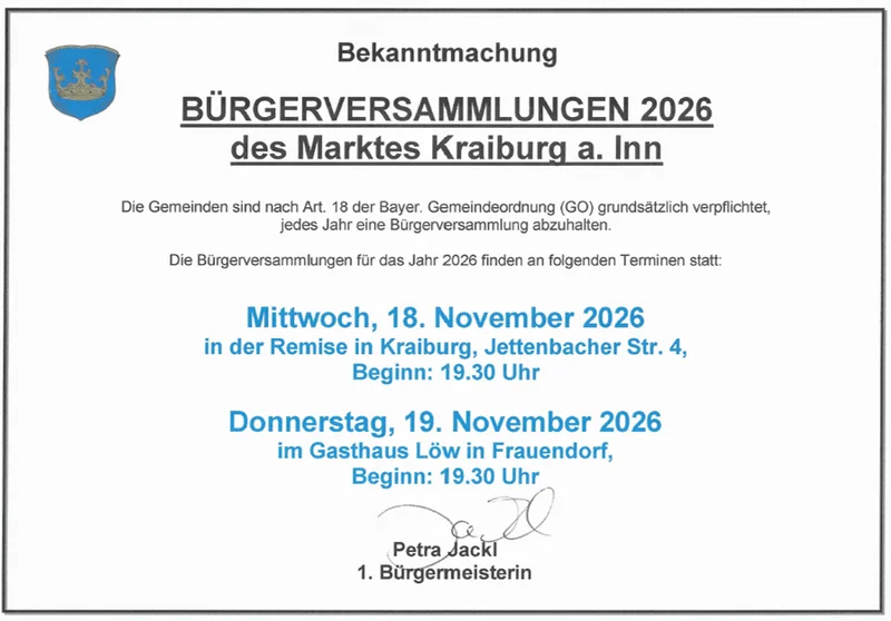 Einladung zu den Bürgerversammlungen 2026!