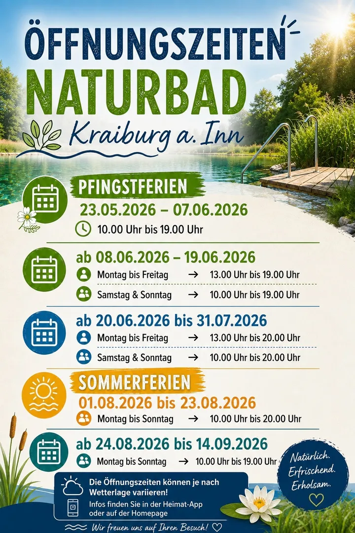 Öffnungszeiten & Eintrittspreise im Naturbad 