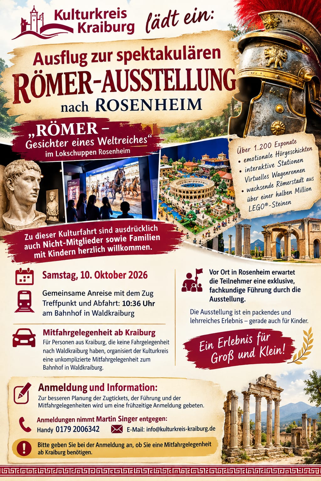 Kulturkreis Kraiburg lädt ein: Ausflug zur spektakulären Römer-Ausstellung nach Rosenheim