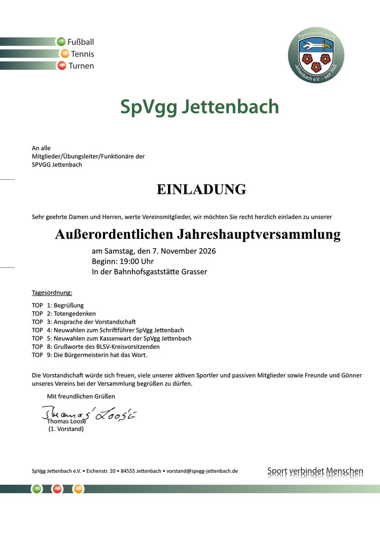 Außerordentliche Jahreshauptversammlung