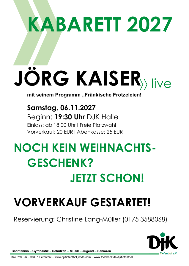 Kartenvorverkauf Kabarett 2027
