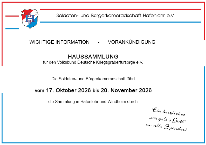 Haussammlung für den Volksbund Deutsche Kriegsgräberfürsorge e.V. 