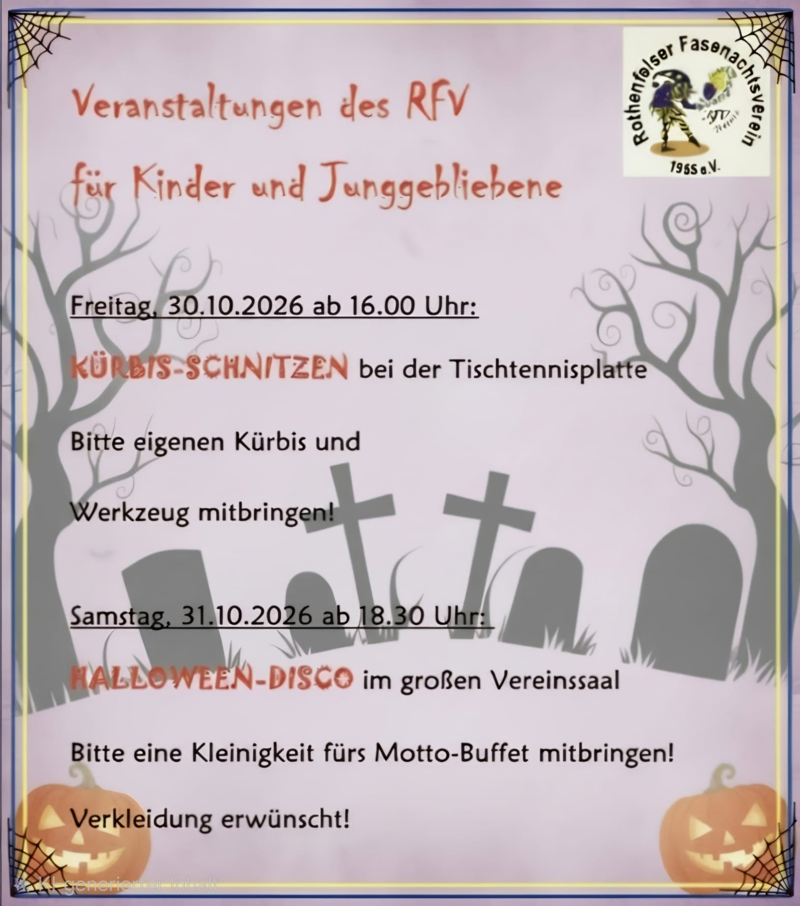 Kürbis-Schnitzen und Halloween-Disco