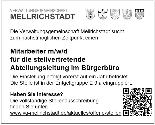 Die Verwaltungsgemeinschaft Mellrichstadt stellt ein