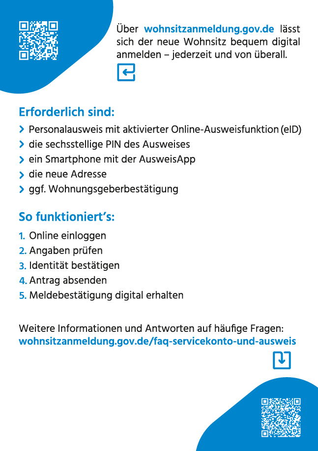 Wohnsitzanmeldung jetzt ONLINE möglich