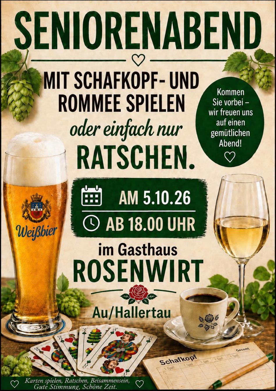 Seniorennabend, Montag 05.10.2026