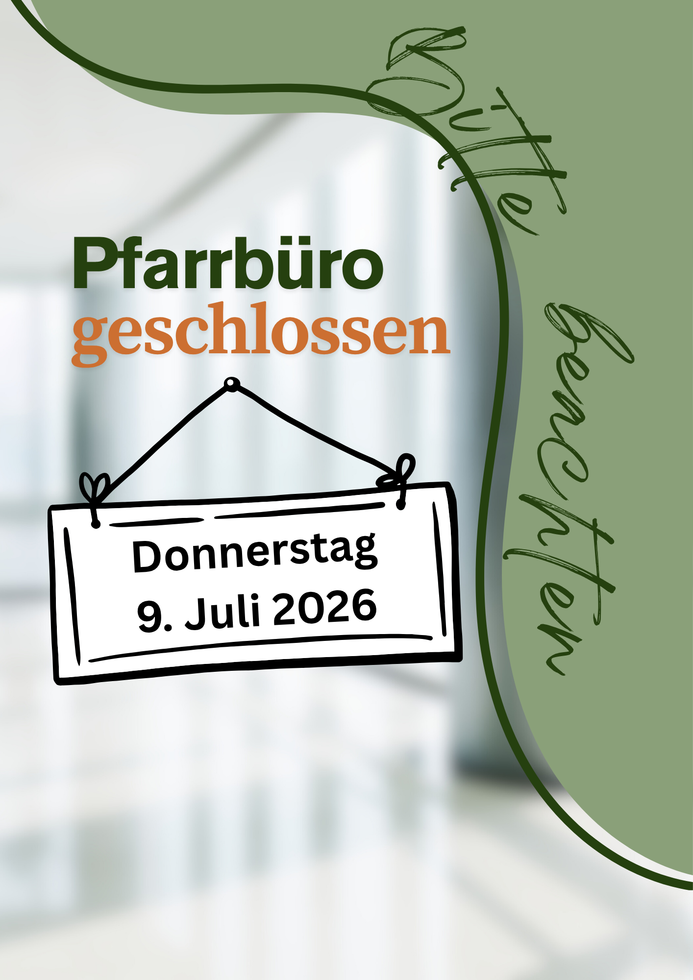 Pfarrbüro St. Vitus am Donnerstag, 9 Juli geschlossen