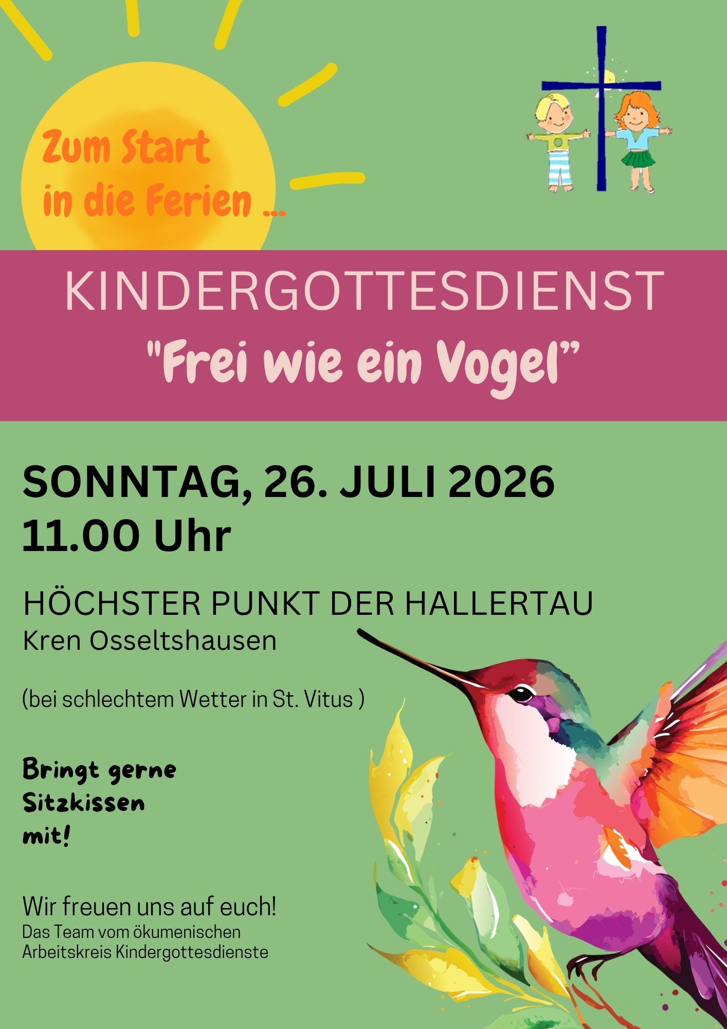 Kindergottesdienst auf der Kren in Osseltshausen