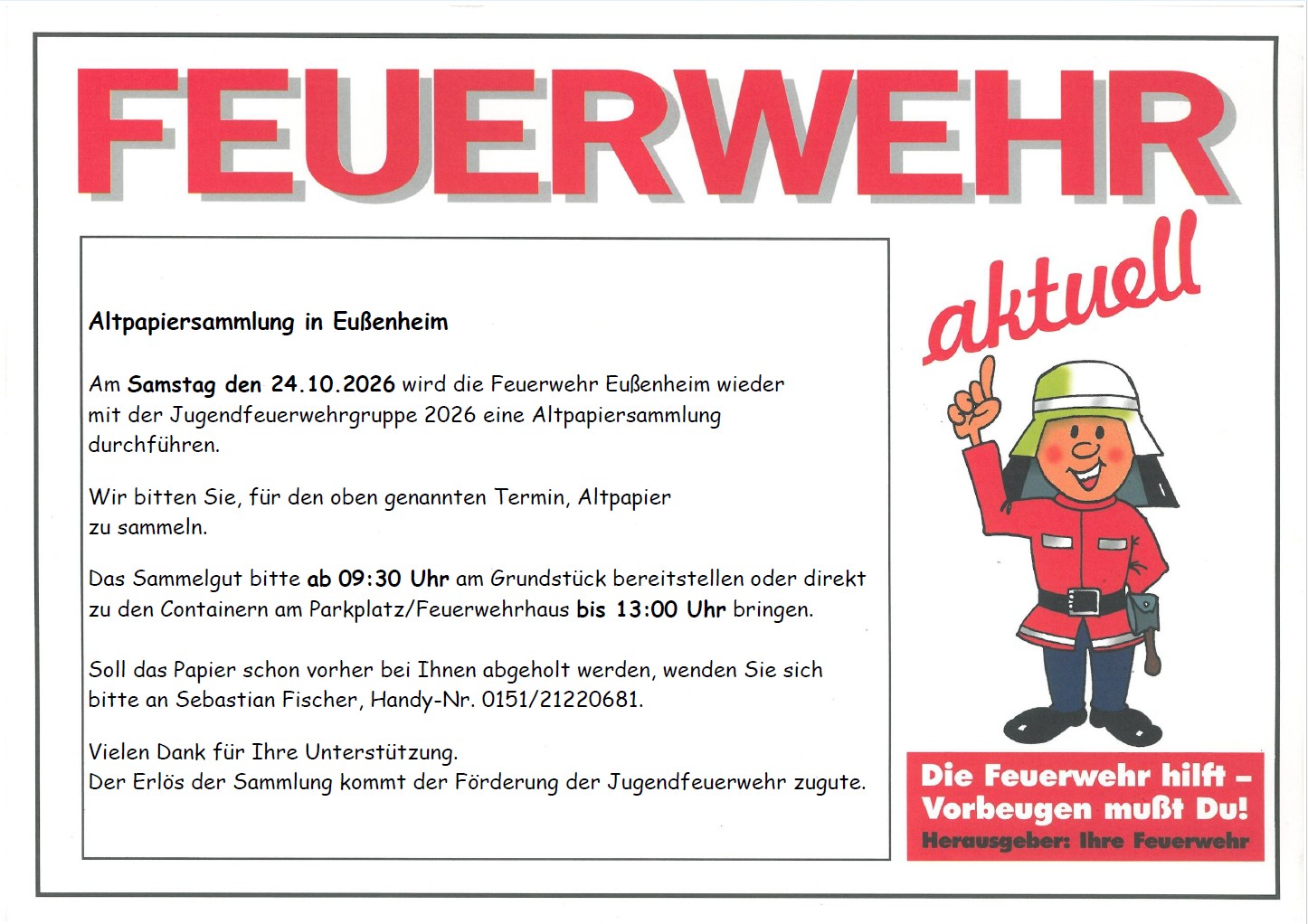 Altpapiersammlung der Jugendfeuerwehr Eußenheim