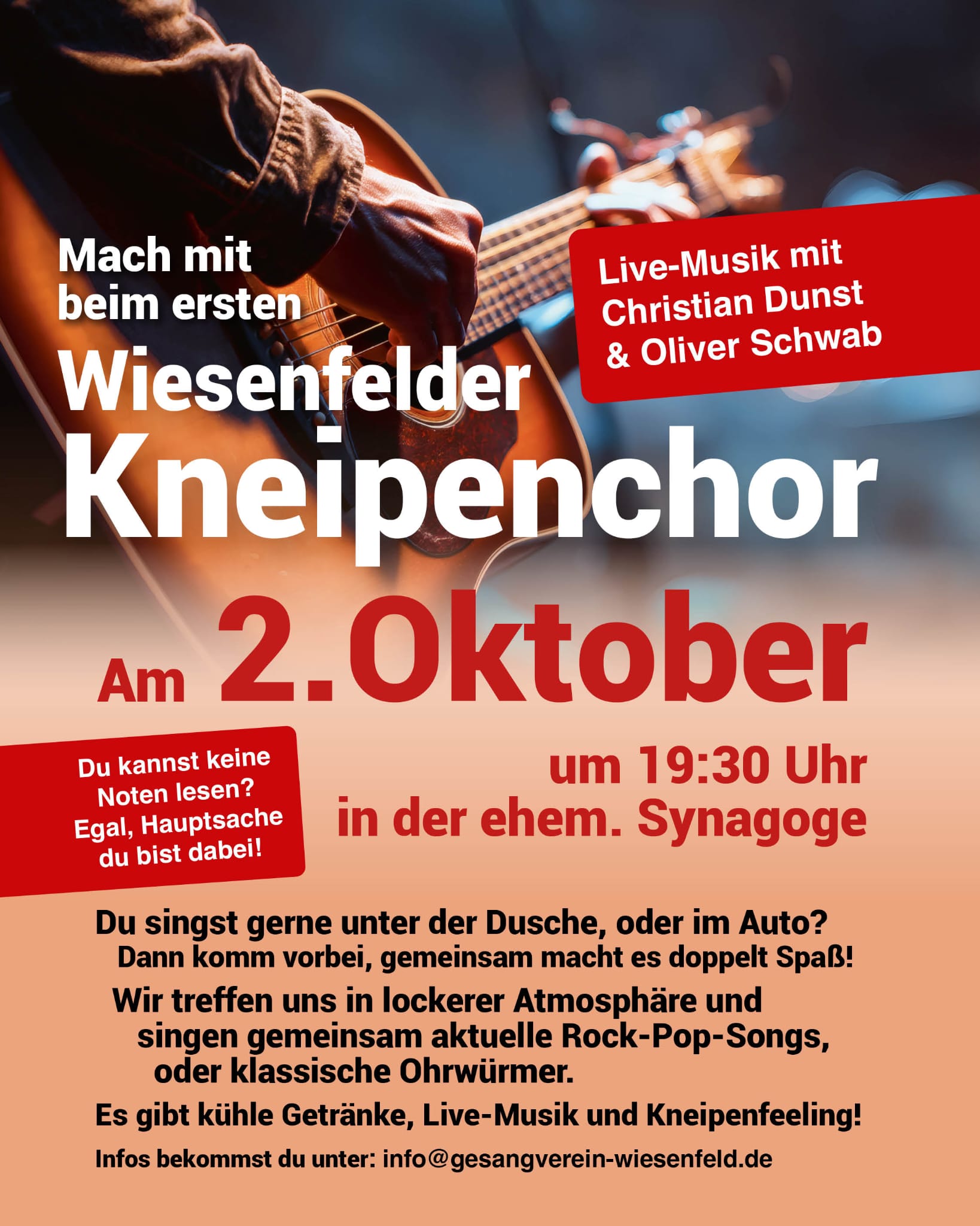 Macht mit beim ersten Wiesenfelder Kneipenchor 