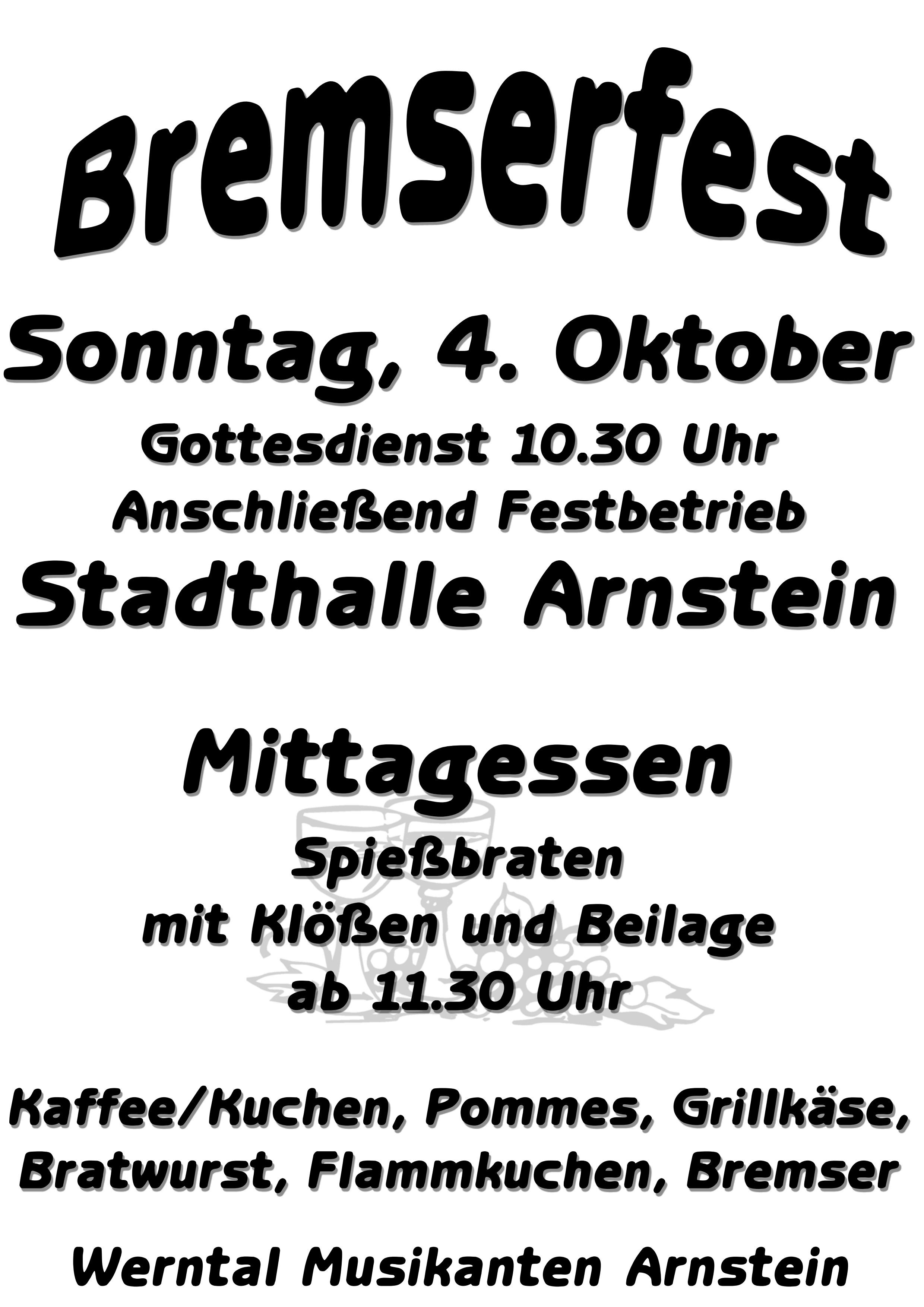 Bremserfest der Werntal-Musikanten am 04. Oktober in der Stadthalle Arnstein