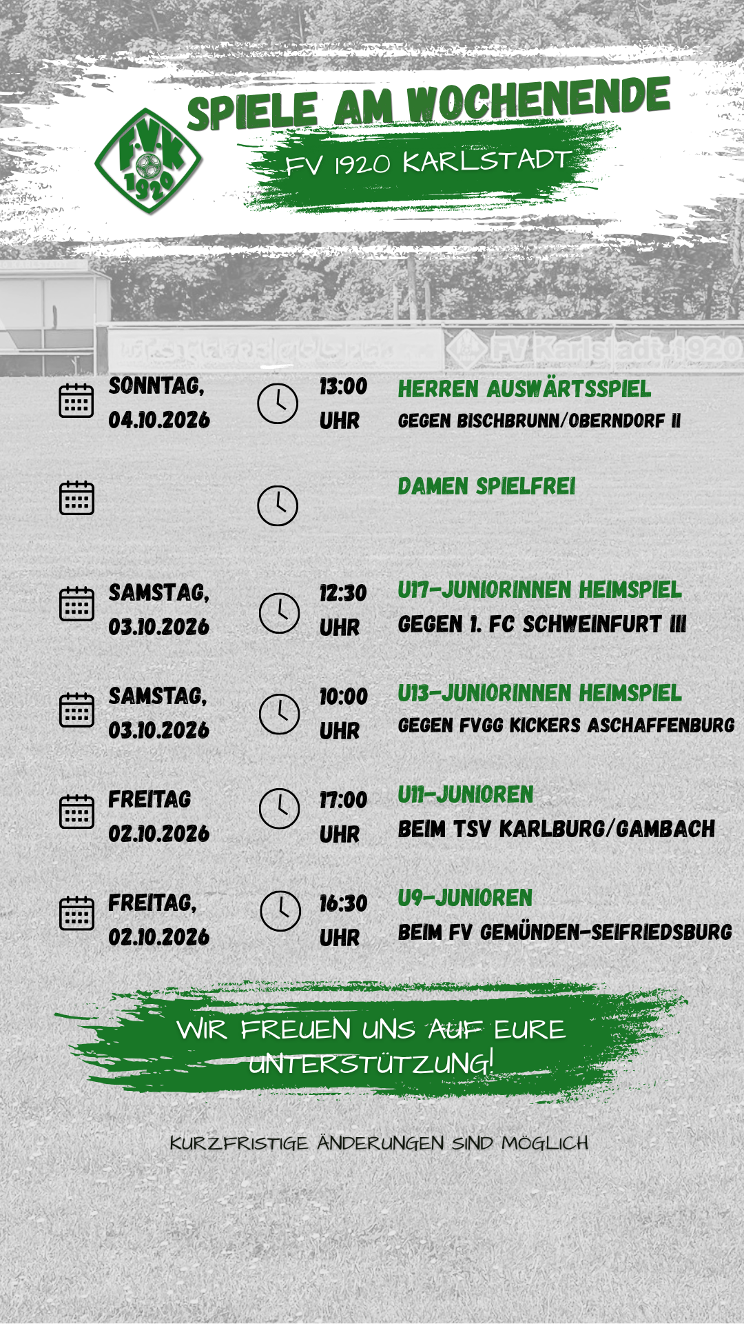 Spiele am kommenden Wochenende 