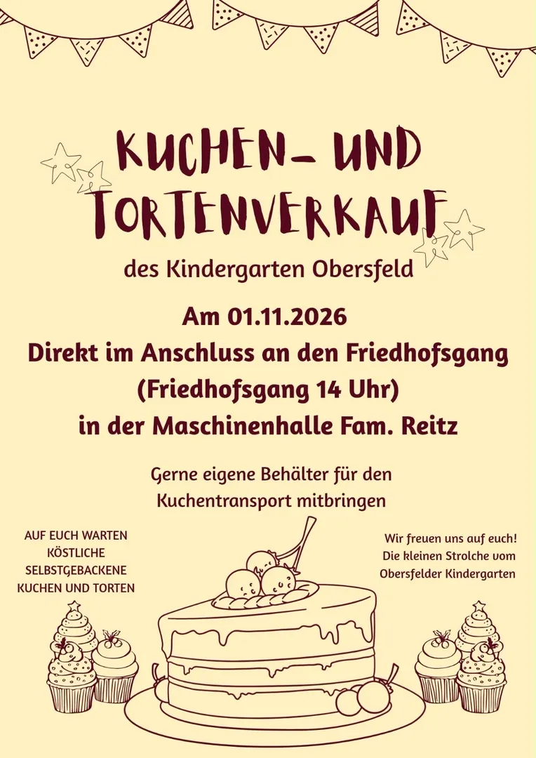 Kuchen- und Tortenverkauf der Kleinen Strolche in Obersfeld