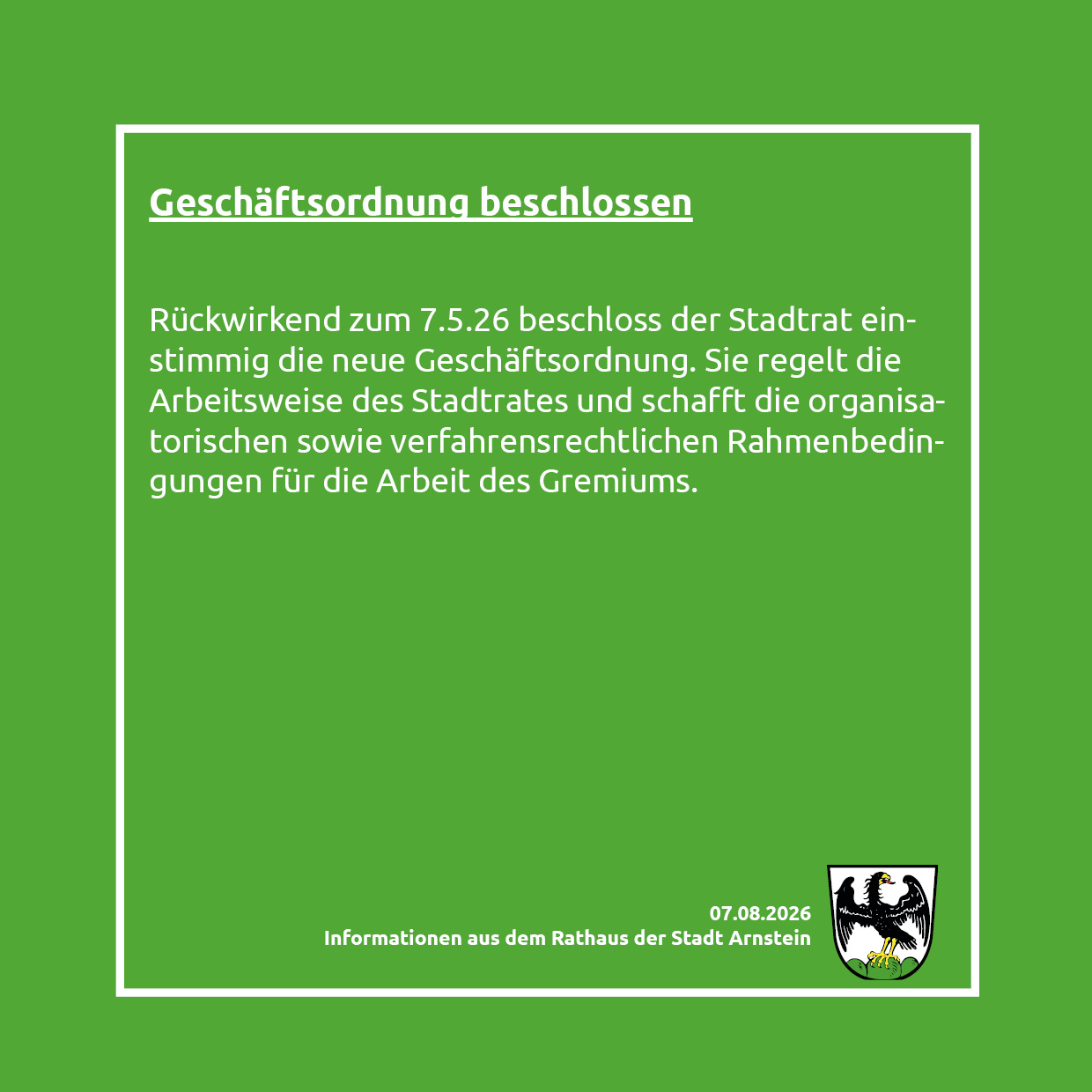 aus dem Arnsteiner Stadtrat