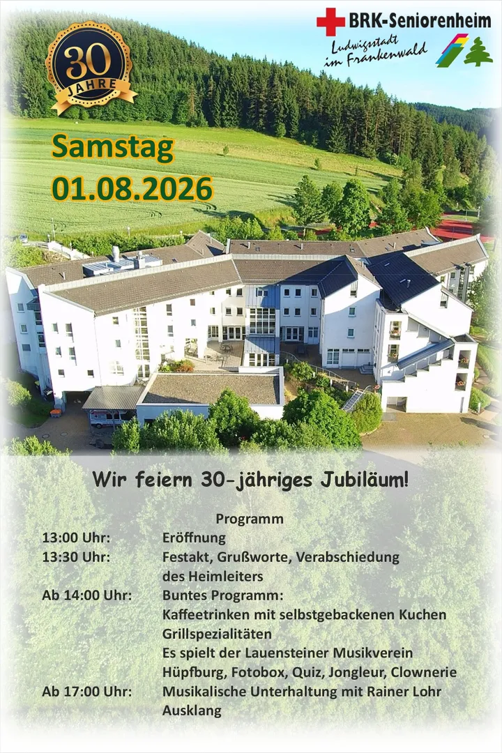 Vorinformation: 30 Jahre BRK-Seniorenheim Ludwigsstadt am 01.08.2026